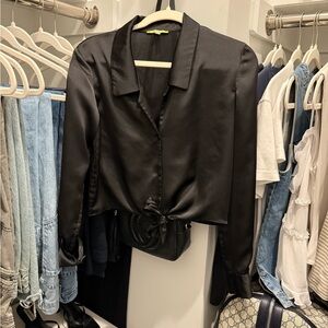 Gianni Bini Black Satin Blouse